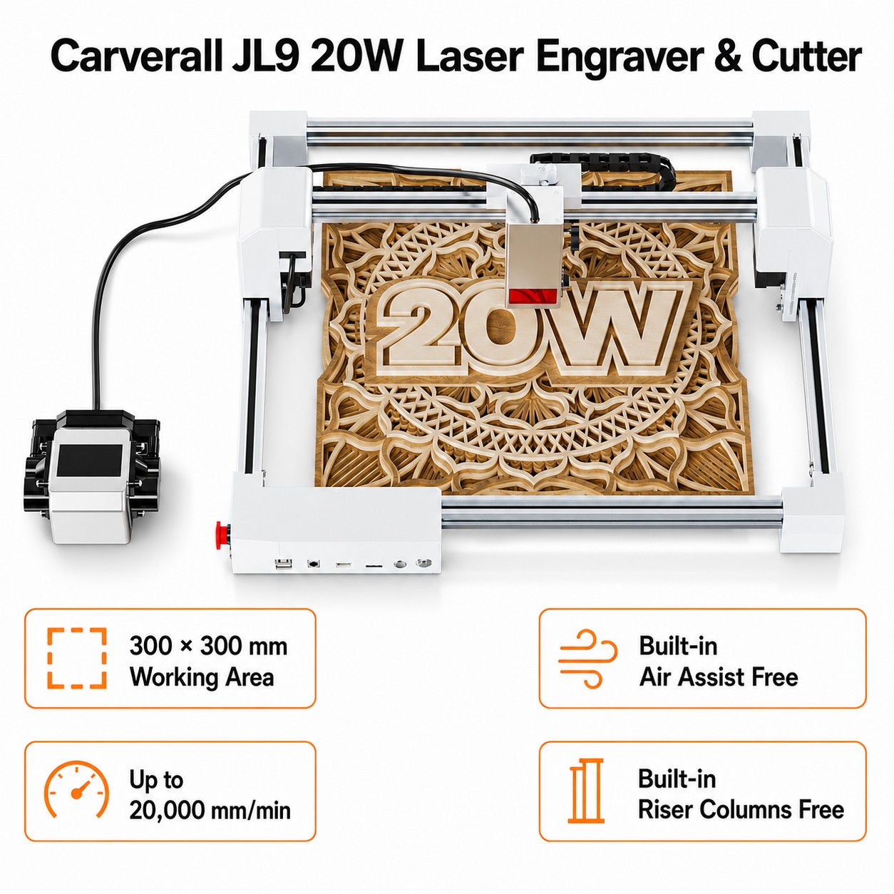 Carverall JL9 20W Gravador e C - Industrial Laser Ablation avaliação e preço